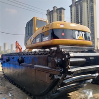 Excavatrice amphibie sur chenilles CAT320C de 20 tonnes à long bras pour dragage, avec moteur et pompe d'origine, flottante pour zones marécageuses, sûre et fiable, 330d
