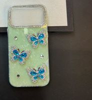 Coque de téléphone personnalisée haut de gamme avec motif papillon en strass et grande ouverture, disponible en plusieurs couleurs
