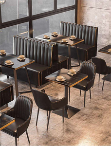 Asientos de Restaurante Modernos en Oferta, Muebles de Restaurante de Color Negro, Juego de Mesa y Sillas de Cuero para Restaurante de Comida Rápida - Product Image 3