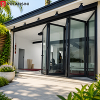 Porte accordéon moderne Rolansini, étanche, pour balcon, pliable, extérieure, en alliage d'aluminium, avec verre trempé, portes pliantes pour patio