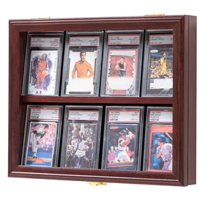 8 Graded Sports Card Display Case Wall Mount With Acrylic UV Protection Rectangle Framed MDF Material Sports Card