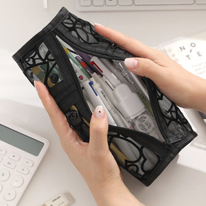 Custom <b>Transparent</b> Mesh PVC Zipper Portable Travel <b>Makeup</b> Brushes Holder Medium Capacity Cosmetic <b>Bag</b> Lace Storage <b>Bag</b> - Product Image 5