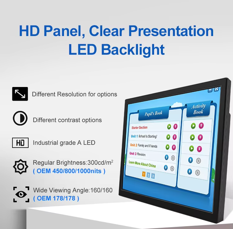17-Inch Industrial Grade TFT LCD Monitor with Rear View LED Backlight 170/160 Viewing Angles Plastic Case