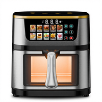 Friteuse à air numérique à double chauffage haut + bas de 8L, 10L, 12L, 15 litres avec fenêtre visible, appareil de cuisine, affichage couleur