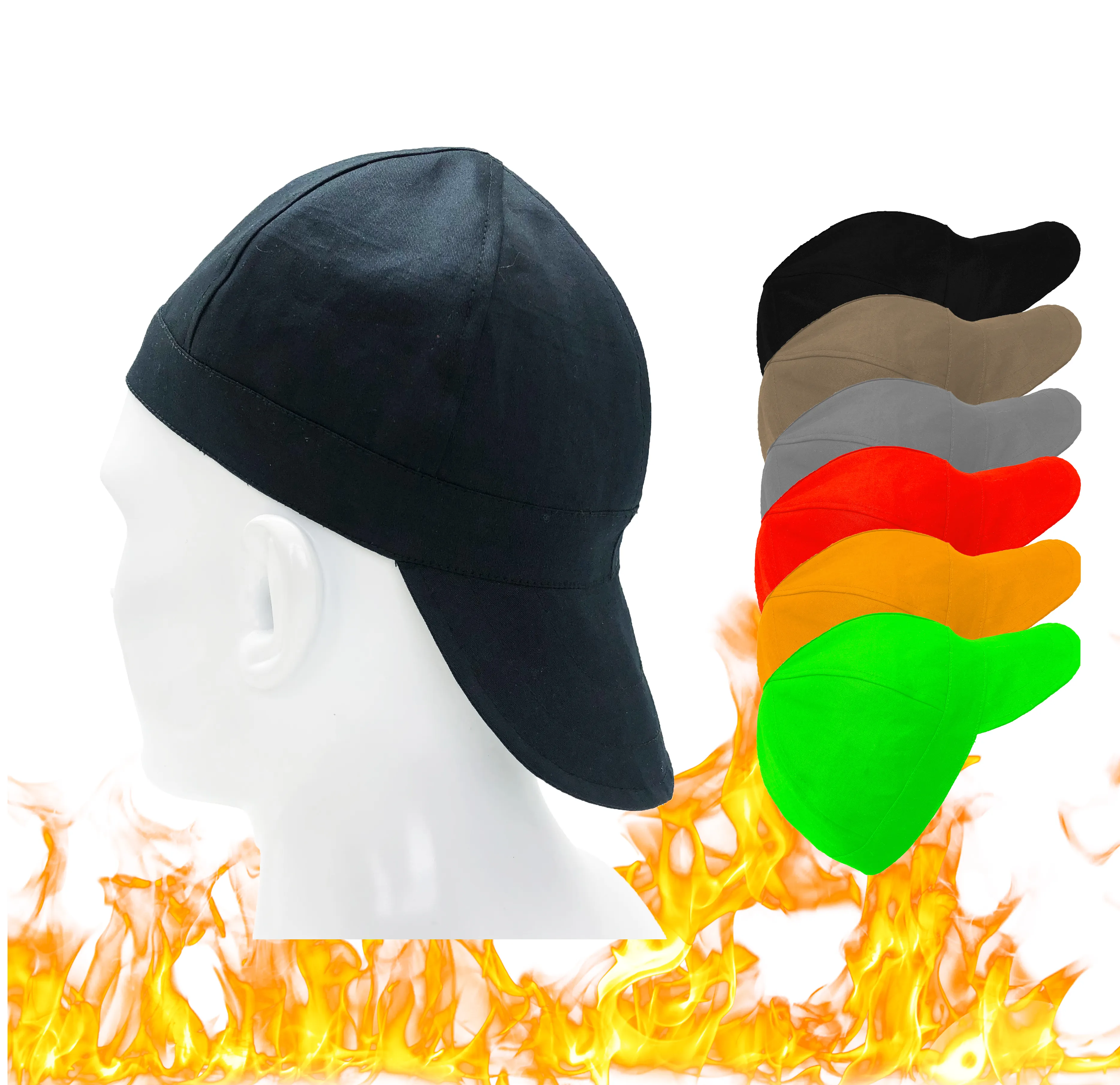 Turban de protection pour la tête de soudage, grand bonnet en fibre résistant au feu, pour homme, 12 pouces, 6 panneaux