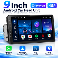 Autoradio Android 9 pouces 4G avec DSP, navigation GPS, CarPlay sans fil, Android Auto, lecteur multimédia 4+64 Go