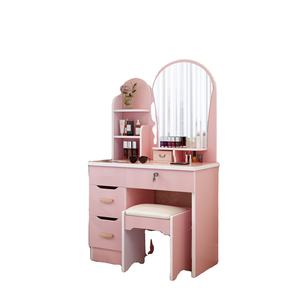 Coiffeuse trapézoïdale avec miroir pour chambre à coucher et chaise de coiffeuse - Product Image 1