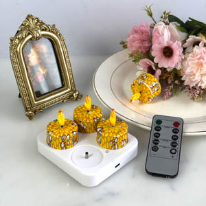 เทียนรูปผึ้งไฟ LED สีเหลืองควบคุมด้วยรีโมทมี4แพ็กสำหรับงานเลี้ยงในสวนขายส่งรังผึ้ง - Product Image 4