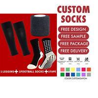 Chaussettes de football antidérapantes pour hommes avec protège-tibias et sangles