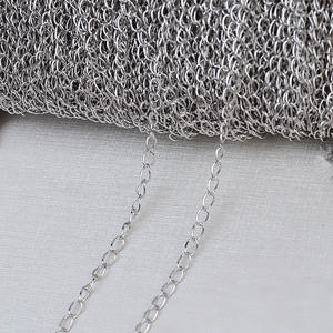 Chaînes en argent S925 faites à la main, 6 mm, en acier, colliers d'extension lâches, 1 mètre, bijoux semi-finis - Product Image 1