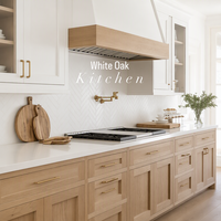 Ensemble d'armoires de cuisine modulaires en chêne blanc de style Shaker moderne de luxe Apex avec îlot, rangement complet, écologique, ignifuge