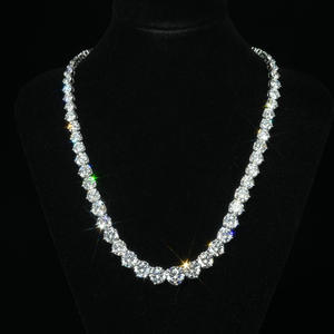 Collar de Cadena de Tenis con Diamantes Cultivados en Laboratorio, Corte Redondo, Clásico, de Oro Blanco de 14k, Personalizado para Compromiso o Boda - Product Image 6