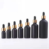 Flacons compte-gouttes noirs mats en verre pour cosmétiques, sérums et huiles capillaires, 15ml, 30ml, 50ml, 100ml (2oz), avec boîte
