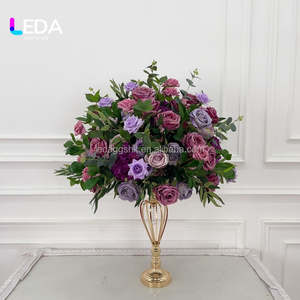 LEDA - Ramos de Flores Románticos Personalizados en Color Morado, Ramo de Flores Artificiales de Seda, Centro de Mesa para Decoración de Bodas - Product Image 6