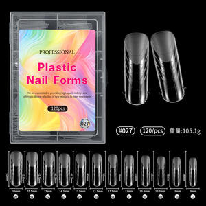 120 <span class=keywords><strong>Piezas</strong></span>, 28 Estilos, Extensiones de Uñas de Plástico de Cobertura Completa, Multi-forma, Cuadradas y Stiletto, para Uso en Dedos - Product Image 1