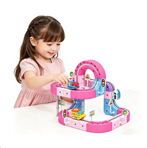 Girls Pink Magnetic Track Car Toys for Maglev Blocks Set Flexible Race Track Assembly Runway Electric High Speed Orbital Train - Product Image 1