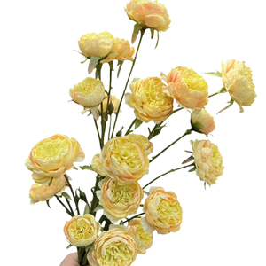 Pivoine artificielle à 3 têtes avec bords brûlés, 60 cm, fausse pivoine, têtes de 5-7 cm, tissu anti-décoloration, pour décoration de mariage, hôtel, maison, événements, vente en gros, OEM, ODM - Product Image 5