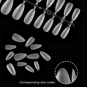Ongles courts givrés effet stiletto, couvrance totale, transparents, marque privée, 12 tailles, emballage personnalisé - Product Image 3