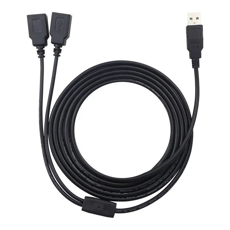 USB 1 Male to 2 Female Charging Extension Cable 3A Fast Charging USB Splitter Cable 2 Female 1 Male 2M