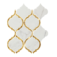 Mosaïque murale en miroir antique avec incrustation dorée, panneau de porte en marbre, mosaïque de salle de bain