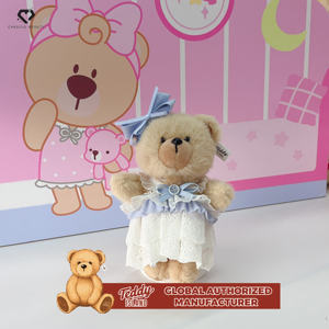Peluche Teddy ISLAND sous licence mondiale, avec nœud en forme <span class=keywords><strong>de</strong></span> cœur et jupe en gaze jaune, mignonne - Product Image 1