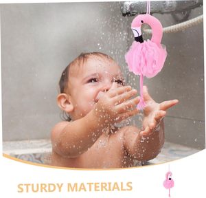 Pink Flamingo Shower <b>Loofah</b> Bath Sponge Ball Girly Heart Bath Flower Soft PE Back Rubbing Bath Foamer for Adults and Children - Product Image 6