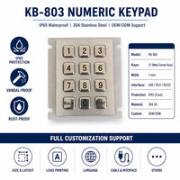 KB-803 Keypad Numerik Industri Tahan Air IP65 Kustom dari Baja Tahan Karat 12 Tombol USB PS/2 RS232 untuk Mesin CNC Kios.