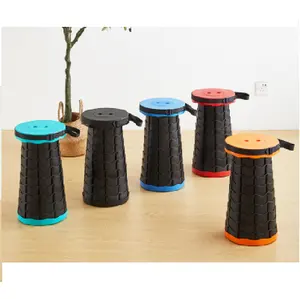 Outdoor Fishing Line Portable Telescopic Stool Multifunctional Plastic  Folding Stool - Red rainbow