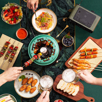 Brochettes de barbecue électriques faciles à nettoyer, 4 pièces, Grill d'intérieur rotatif sans fumée, de haute qualité