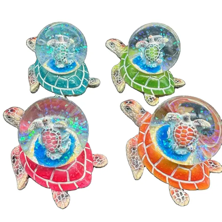Factory wholesale custom polystone turtle snowglobe beach souvenir turtle snow globe