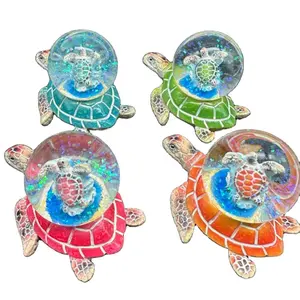 Commercio all'ingrosso della fabbrica di polystone custom turtle snowglobe spiaggia souvenir turtle snow globe