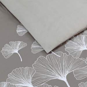 VISION - Ensemble de housse de <span class=keywords><strong>couette</strong></span> réversible à motifs floraux - Beige Ginko - <span class=keywords><strong>260x240</strong></span> cm avec 2 taies d'oreiller assorties 65x65 cm - 100% coton - Product Image 3