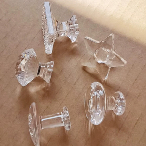 مقبض مقبض صلب شفاف بفتحة واحدة مع برغي ، خزانة درج كريستالية غير مرئية مقبض سحب ماسي - Product Image 2