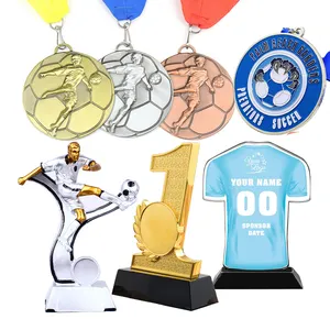manufacturer wholesale custom awards metal soccer football medal trophy plaque sports medals