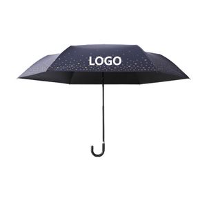 Parapluie de voyage miniature pliable en trois sections avec poignée en J, protection UV, coffret cadeau de luxe pour cadeaux d'affaires - Product Image 1