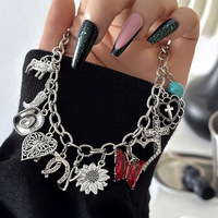 Bracelet à breloques en pierre de turquoise de style occidental Bracelet pendentif tête de vache Cowgirl pour cadeau