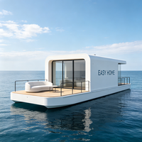 Maison flottante compacte de 20 pieds, cabine modulaire préfabriquée pour maison de vacances sur lac ou rivière