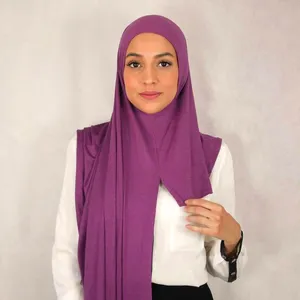 Jersey de algodón suave con doble lazo, Hijab instantáneo musulmán, pañuelo para la cabeza islámico, novedad