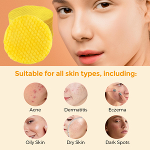 60 tampons nettoyants pour le visage à l'acide kojique et au curcuma, éclaircissants naturels, en <span class=keywords><strong>coton</strong></span> 3 couches, pour l'acné - Product Image 5