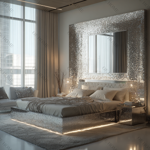 Nouveau lit capitonné haut de gamme avec tête de lit en diamant, style moderne, luxe, meubles de chambre à coucher personnalisés, miroir de haute qualité - Product Image 2