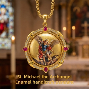 Colgante <span class=keywords><strong>de</strong></span> San Miguel Arcángel, Colgante Espiritual Esmaltado <span class=keywords><strong>de</strong></span> San Miguel Arcángel, Artículos Religiosos Católicos, Regalo <span class=keywords><strong>de</strong></span> Confirmación - Product Image 1