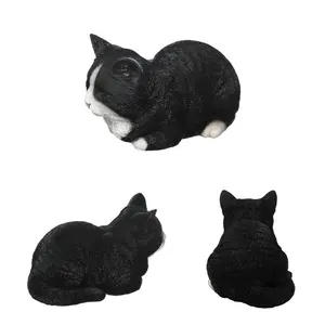 Personalizada al por mayor decoración del hogar Linda mascota escultura realista hecha a mano resina durmiendo gato en forma de figuritas
