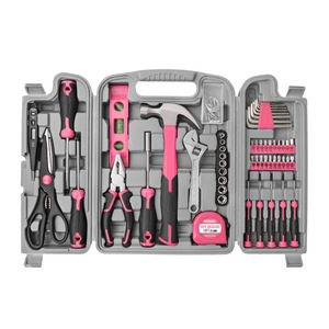 Ensemble d'outils ménagers rose de 54 pièces, kit de réparation manuel avec douilles de 1/4 pouce pour la rénovation de la maison - Product Image 2