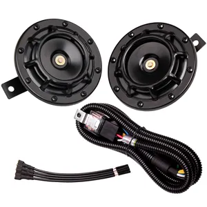 F-FARBIN Klaxons 12V electrices de Voiture en Metal Calandre Haute et Basse Tonalite Kit klaxon relalis avec Faisceau de kabel