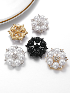 Hot Bán Hollow Hoa Ngọc Trai Kim Loại Nút Trang Trí Tùy Chỉnh Nút Quần Áo Cho Phụ Kiện May Mặc - Product Image 2