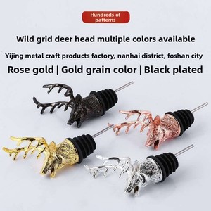 Fabricante al por mayor <span class=keywords><strong>Jagermeister</strong></span> Deer Head Wine Pourer Fancy Animal Head Wine Spout Zinc Alloy Metal Pourer - Product Image 2