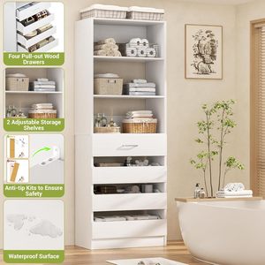 Unité de rangement modulaire moderne à 4 tiroirs pratiques, <span class=keywords><strong>petit</strong></span> support de garde-robe en bois pour l'organisation du placard de la chambre à coucher - Product Image 3