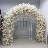 Nouveau romantique 5d LED blanc rose fleur de cerisier artificielle arc soie Floral mur amour coeur arc mariage