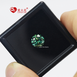Pietre di Moissanite Sintetica Certificata GRA, Tutte le Misure, Taglio Brillante Rotondo, Verde Scuro - Product Image 1