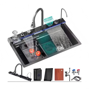 Robinet de cuisine moderne multifonctionnel en acier inoxydable et laiton, finition chrome brossé, fait main, pour évier simple, haute qualité - Product Image 4